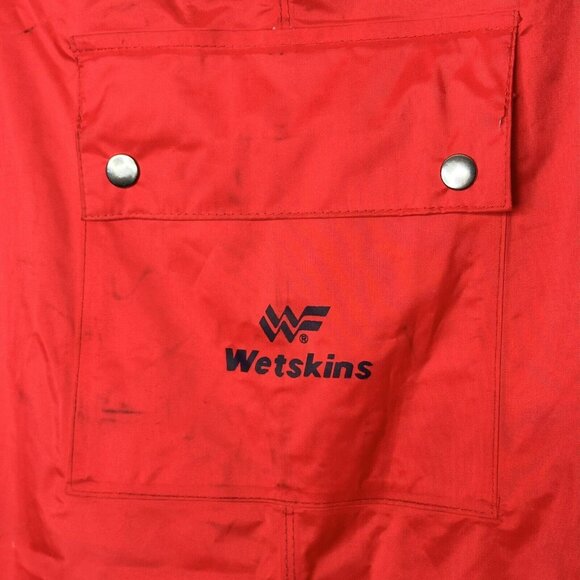 Vintage Wetskins Mens Overall Bib PVC Waterproof Workwear Jumpsuit Red Large - Picture 5 of 11